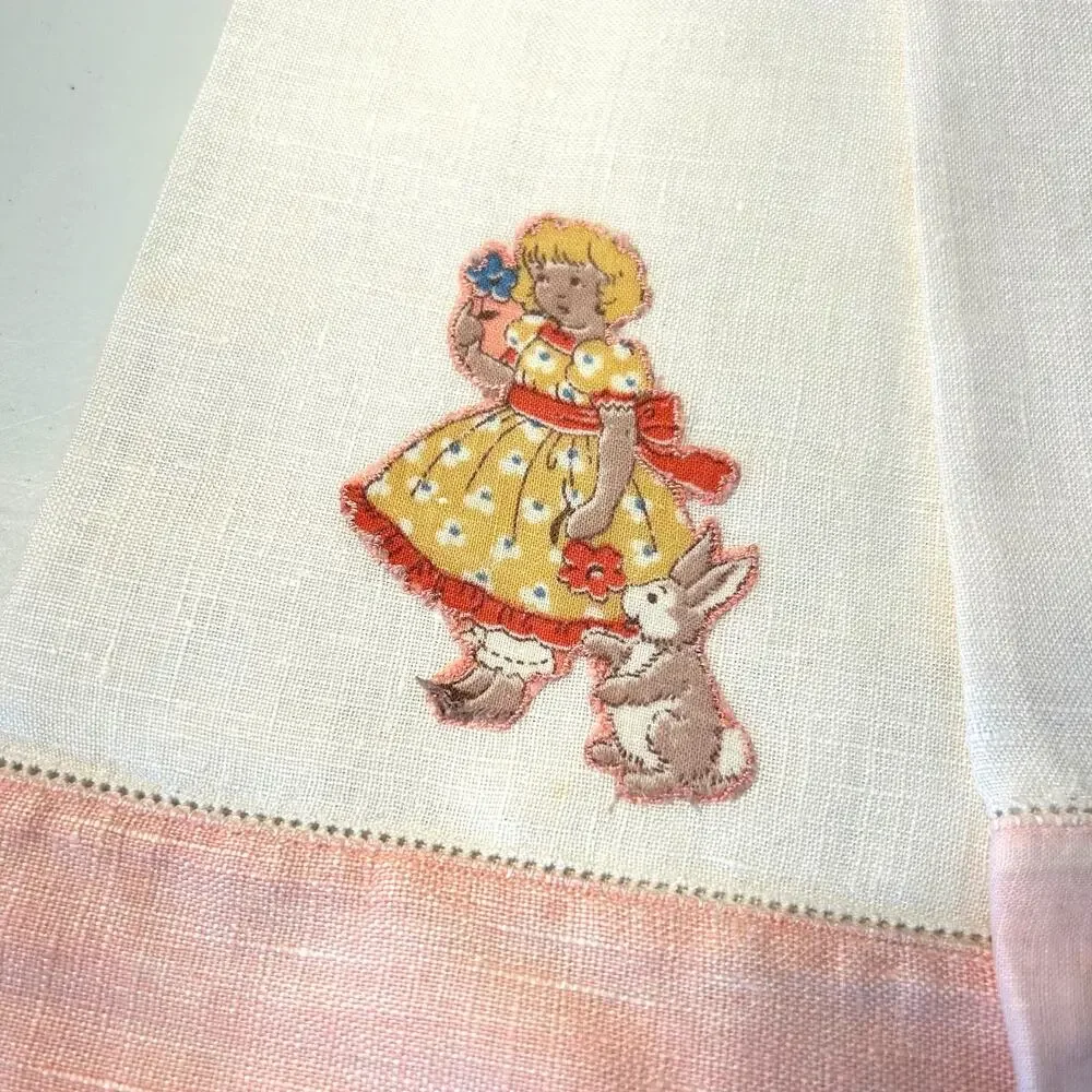 Vintage Handmade‎ Linen Kids Tea Towels 24x14